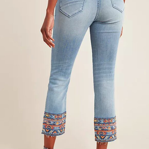 Driftwood Colette Embroidered Mid-Rise Slim Straight Jeans Size 28 - Picture 2 of 11